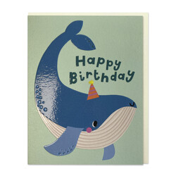 Raspberry Blossom Happy Birthday Whale Greetings Card