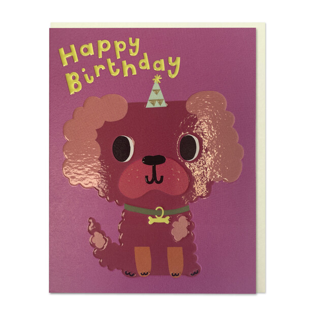 Raspberry Blossom Happy Birthday Dog Mini Greetings Card