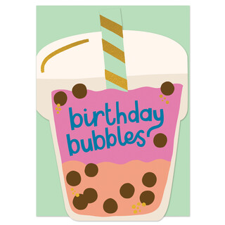 Raspberry Blossom Birthday Bubble Tea Card