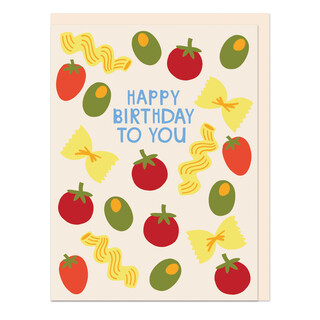 Raspberry Blossom Happy Birthday Pasta Mini Greetings Card