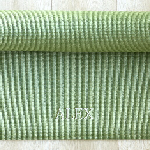 personalised moss green yoga mat
