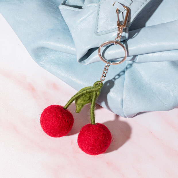 Sass & Belle Felt Cherry Keyring
