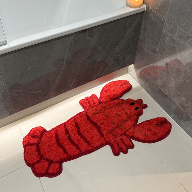 Sass & Belle Red Lobster Tufted Bath Mat