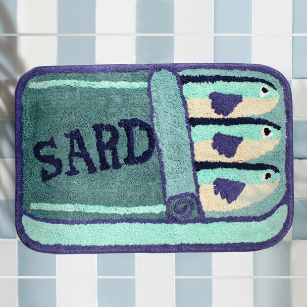 Sass & Belle Blue Sardine Tufted Bath Mat