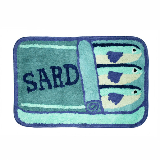Sass & Belle Blue Sardine Tufted Bath Mat