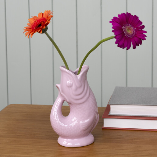 ceramic fish vase in pink