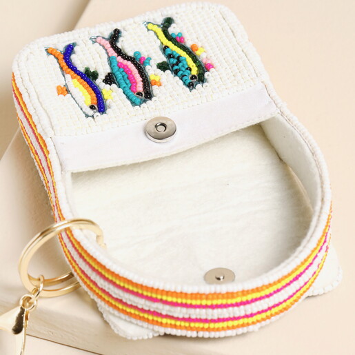 Beaded 'Le Poisson' Mini Handbag Keyring and Bag Charm