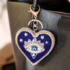 evil eye beaded keyring and bag charm in blue