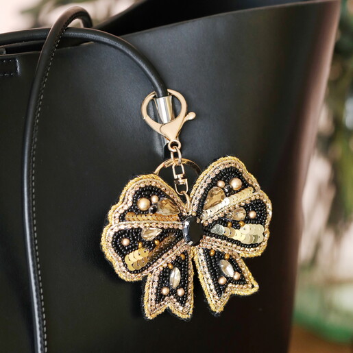 Beaded Bow Keyring and Bag Charm