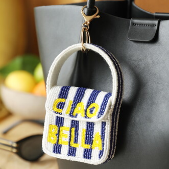 Beaded Ciao Bella Mini Handbag Keyring and Bag Charm