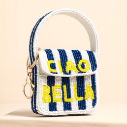 Beaded 'Ciao Bella' Mini Handbag Keyring and Bag Charm