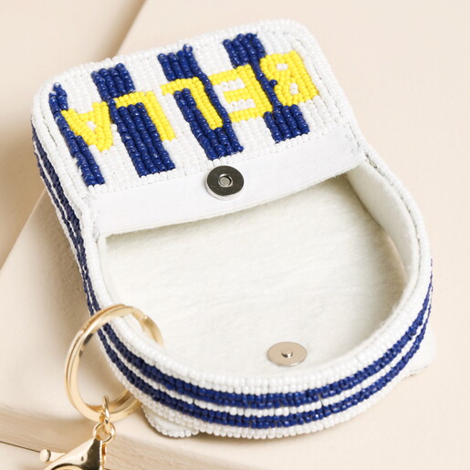 Beaded 'Ciao Bella' Mini Handbag Keyring and Bag Charm