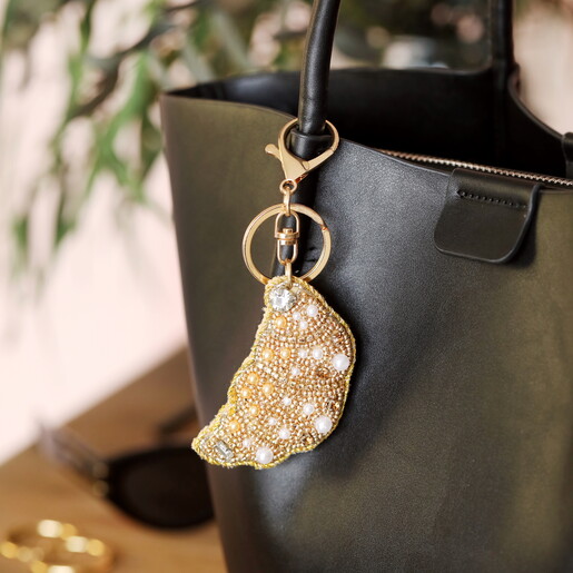 croissant beaded keyring and bag charm