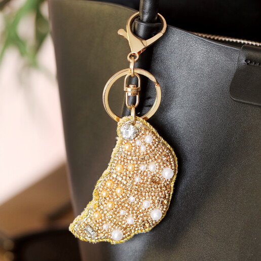 croissant beaded keyring and bag charm
