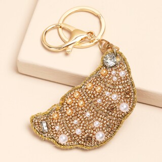 Beaded Croissant Keyring and Bag Charm