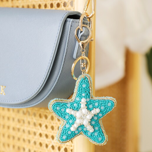 Beaded Freshwater Pearl Starfish Keyring and B