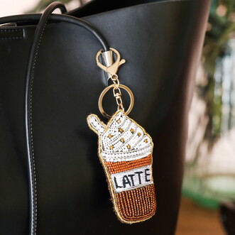 Beaded Iced Latte Keyring and Bag Charm