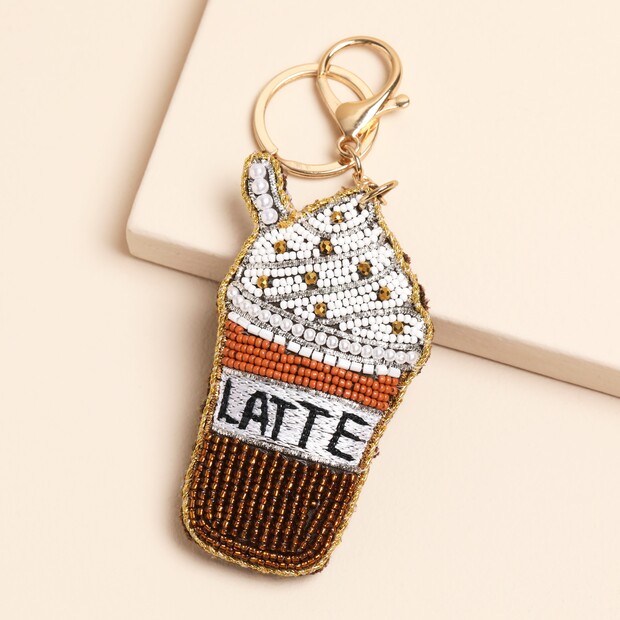 Beaded Iced Latte Keyring and Bag Charm