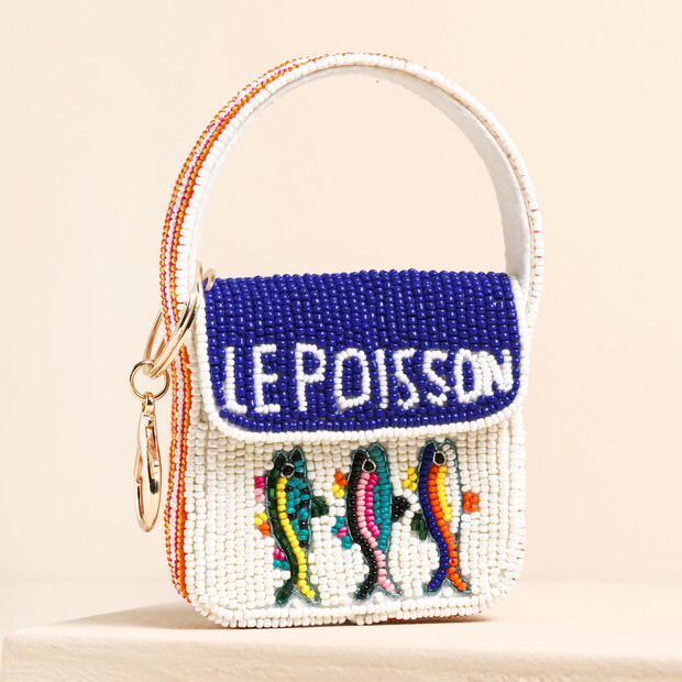 Beaded 'Le Poisson' Mini Handbag Keyring and Bag Charm