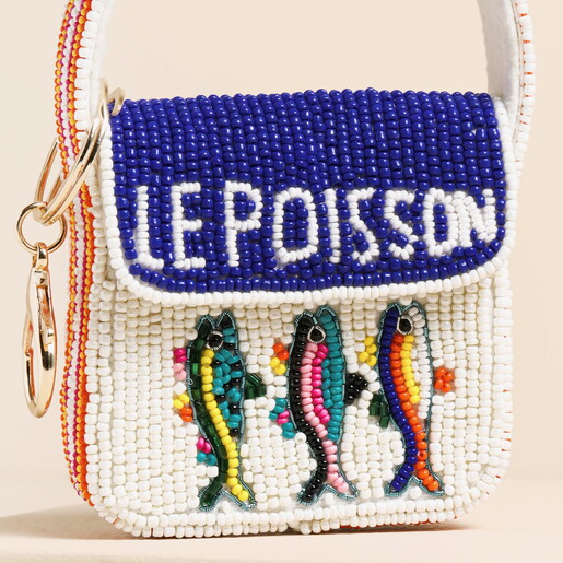 Beaded 'Le Poisson' Mini Handbag Keyring and Bag Charm