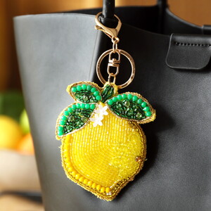 Beaded Lemon Keyring and Bag Charm