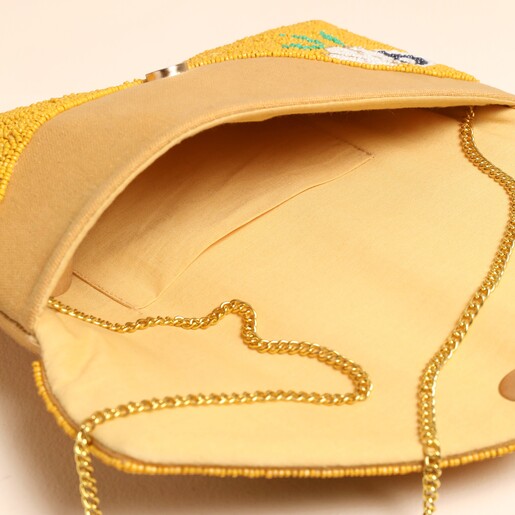 inside of beaded clutch bag