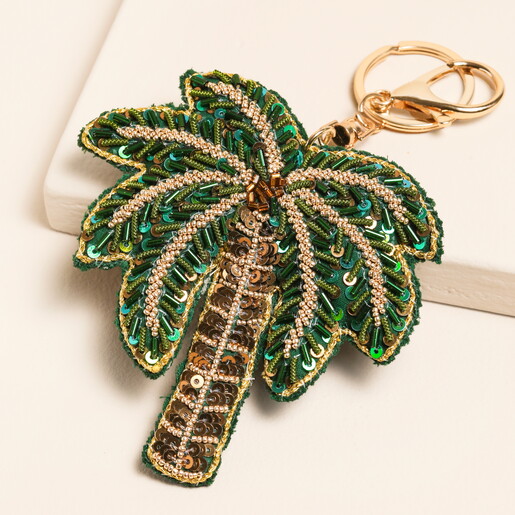 Beaded Palm Tree Keyring and Bag Charm