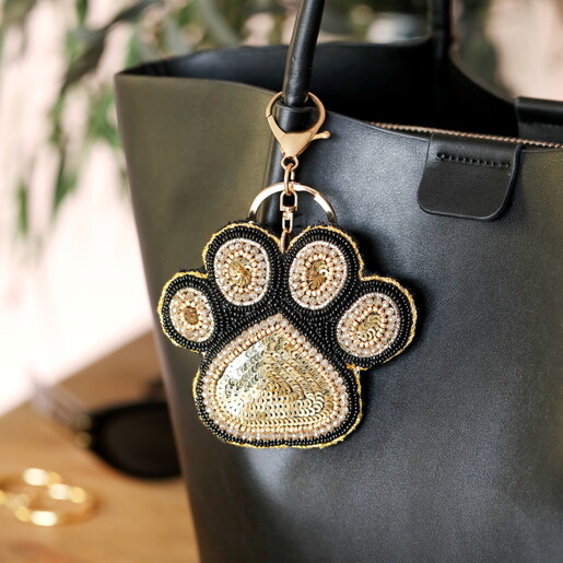 Beaded Pawprint Keyring and Bag Charm