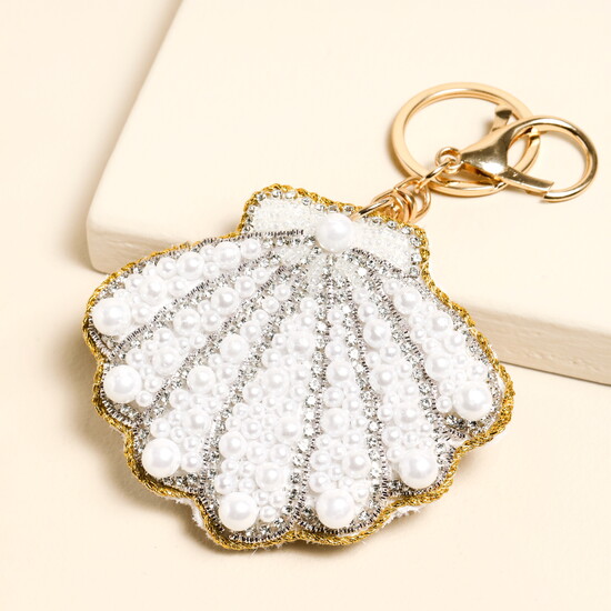 Beaded Pearl Shell Keyring and Bag Charm