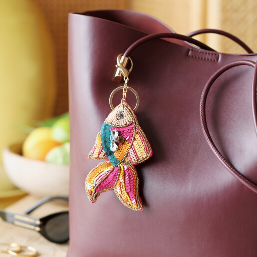 Beaded Rainbow Fish Keyring and Bag Charm