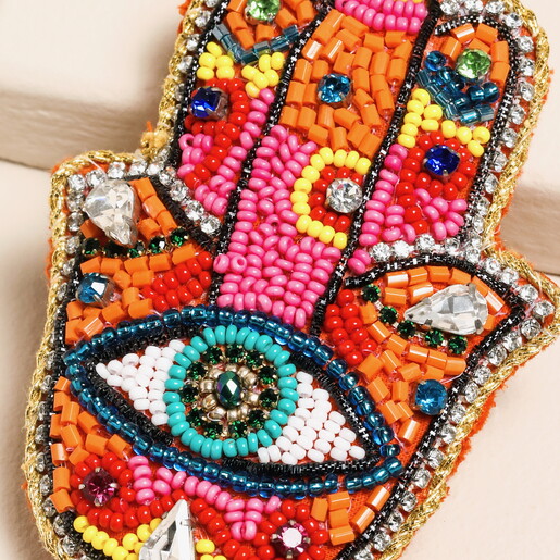 Beaded Rainbow Hamza Hand Keyring and Bag Charm