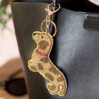Beaded Sausage Dog Keyring and Bag Charm