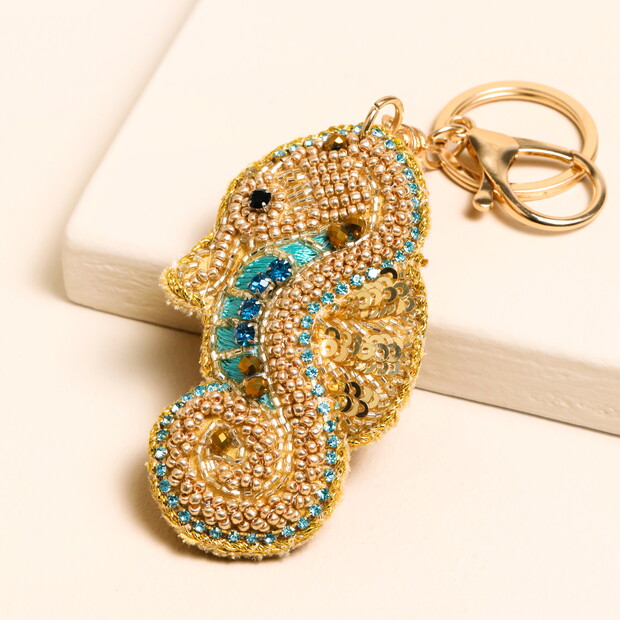 Beaded Seahorse Keyring and Bag Charm
