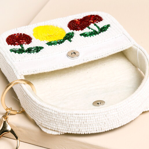 Beaded White Fruit Mini Bag Charm