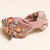 Vintage Pink Velvet Floral Beaded Headband