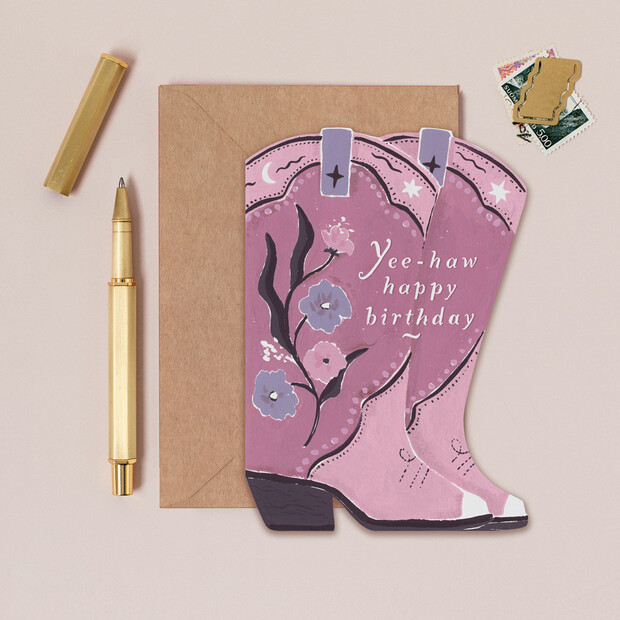 Sister Paper Co. Cowboy Boot Birthday Card