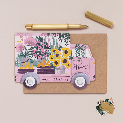 purple floral greetings card from Sister Paper co
