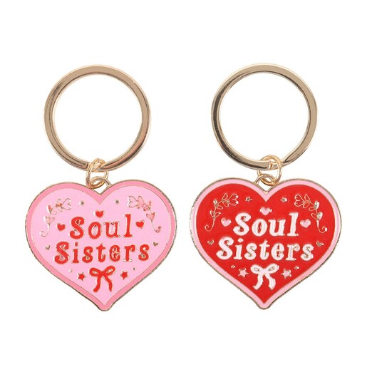 Something Different Soul Sisters Love Heart Keyring Set