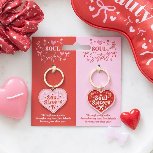 Something Different Soul Sisters Love Heart Keyring Set