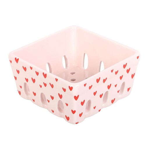 Something Different Ceramic Pink Heart Berry Basket