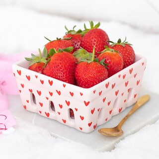 Something Different Ceramic Pink Heart Berry Basket
