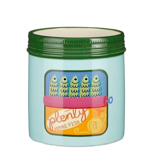 Ceramic sardine tin in blue and green