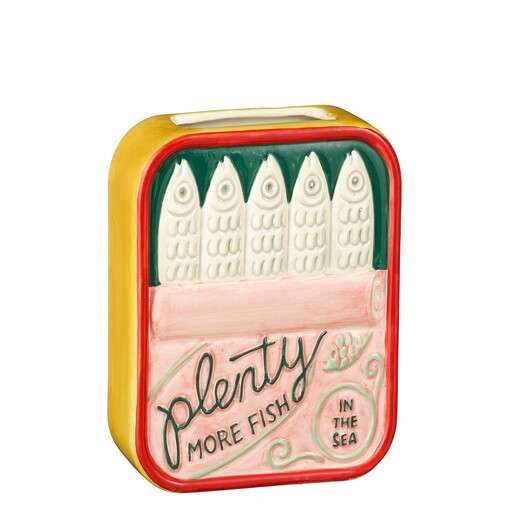 ceramic sardines pink in pink and green