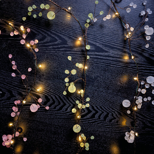 matte green crystal blossom fairy lights