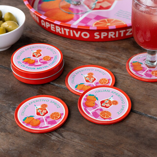 Set of 4 Metal Aperitivo Spritz Metal Coasters