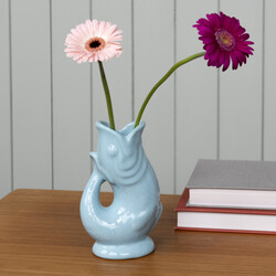 Ceramic Fish Vase in Aqua