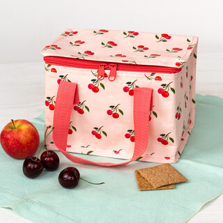 Pink Cherry Print Insulated Lunch Bag