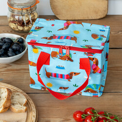Blue Sausage Dog Insulated Lunch Bag