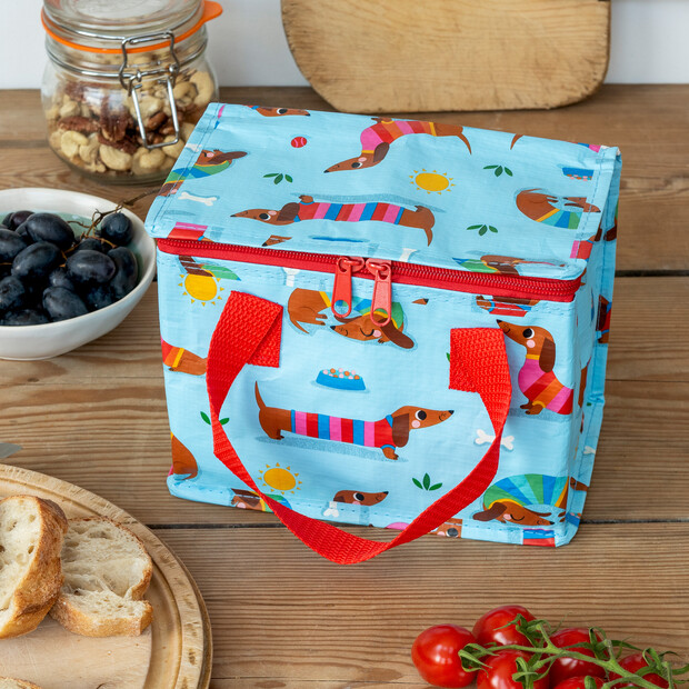 Blue Sausage Dog Insulated Lunch Bag