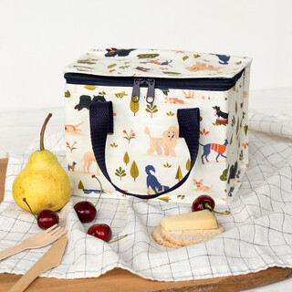 White Dog Park Print Insulated Lunch Bag